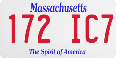 MA license plate 172IC7