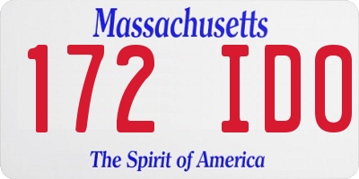MA license plate 172ID0