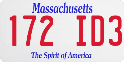 MA license plate 172ID3