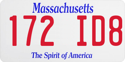 MA license plate 172ID8