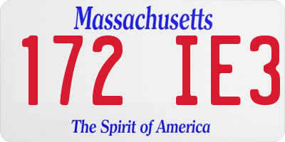 MA license plate 172IE3