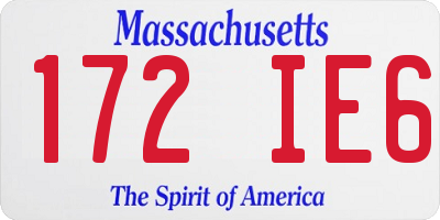 MA license plate 172IE6