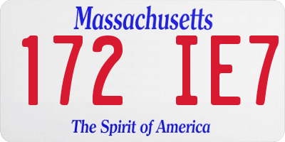 MA license plate 172IE7