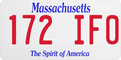 MA license plate 172IF0
