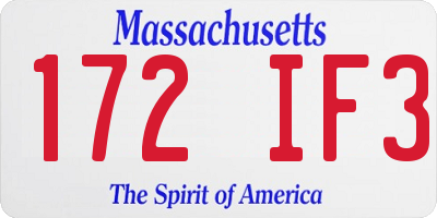 MA license plate 172IF3