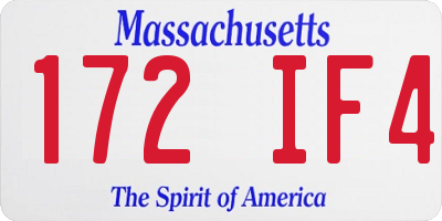 MA license plate 172IF4