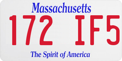 MA license plate 172IF5
