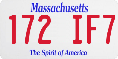 MA license plate 172IF7