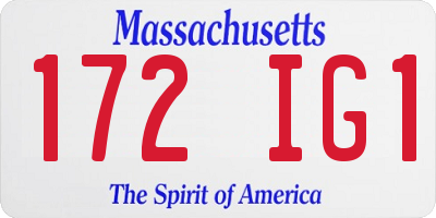 MA license plate 172IG1
