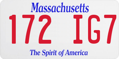 MA license plate 172IG7