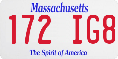 MA license plate 172IG8