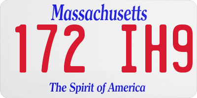 MA license plate 172IH9