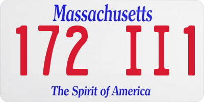 MA license plate 172II1