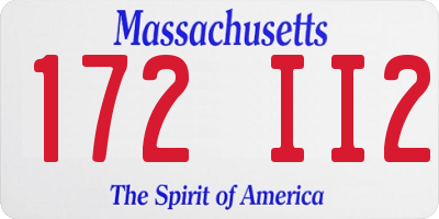 MA license plate 172II2
