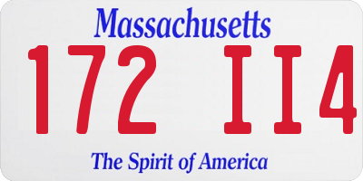 MA license plate 172II4