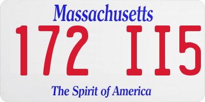 MA license plate 172II5