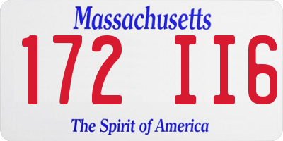 MA license plate 172II6