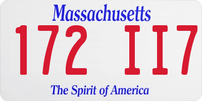 MA license plate 172II7