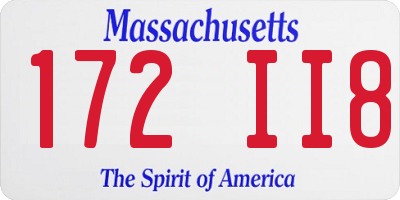 MA license plate 172II8