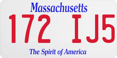 MA license plate 172IJ5