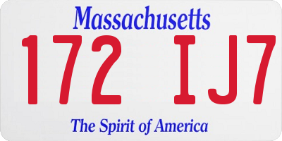 MA license plate 172IJ7