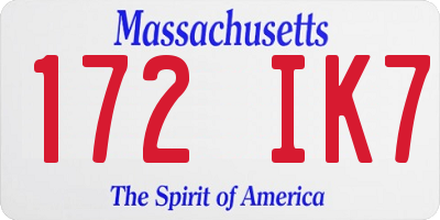 MA license plate 172IK7