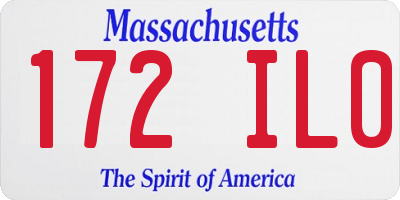 MA license plate 172IL0