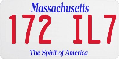MA license plate 172IL7