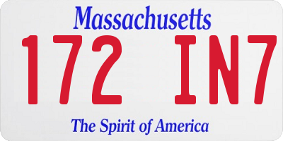 MA license plate 172IN7