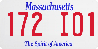MA license plate 172IO1