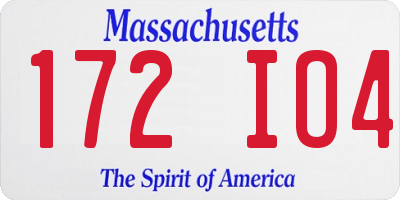 MA license plate 172IO4