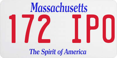 MA license plate 172IP0