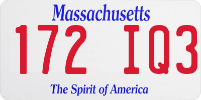MA license plate 172IQ3