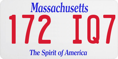 MA license plate 172IQ7