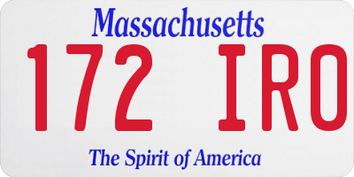 MA license plate 172IR0