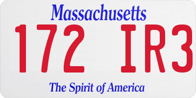 MA license plate 172IR3