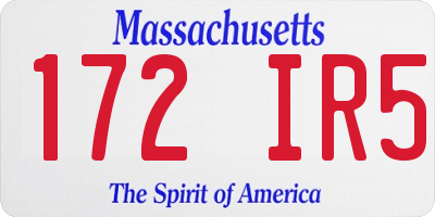 MA license plate 172IR5