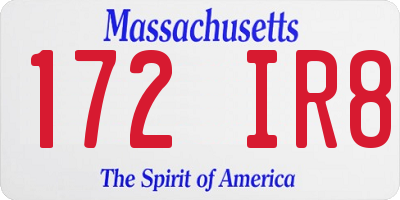 MA license plate 172IR8