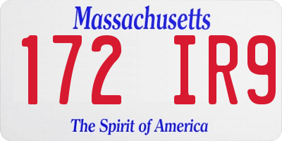 MA license plate 172IR9