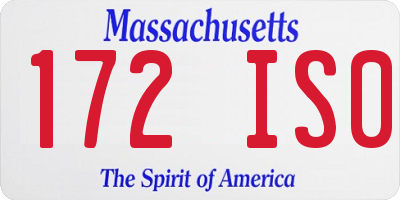 MA license plate 172IS0