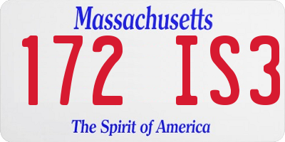 MA license plate 172IS3