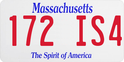 MA license plate 172IS4