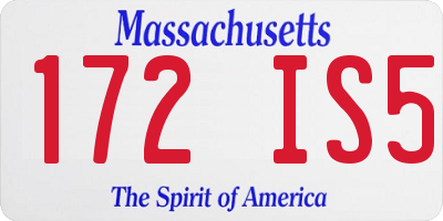 MA license plate 172IS5