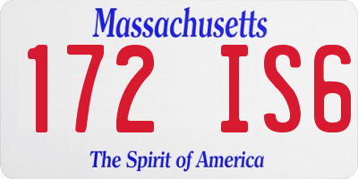 MA license plate 172IS6
