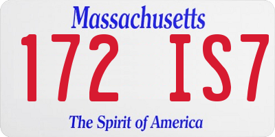 MA license plate 172IS7