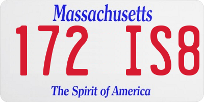 MA license plate 172IS8