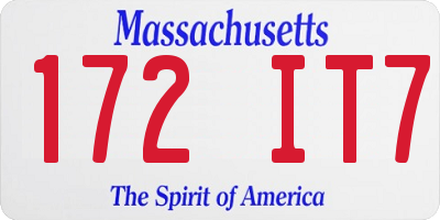 MA license plate 172IT7