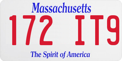 MA license plate 172IT9