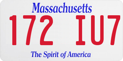 MA license plate 172IU7