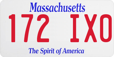 MA license plate 172IX0